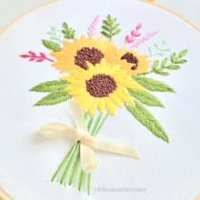 (材料包)太陽花刺繡圈 手作禮物 生日 週年 永生花