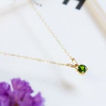 クロムダイオプサイド ファセットカット 一粒ネックレス 14kgf / Chrome Diopside Facet Cut Solitaire Necklace