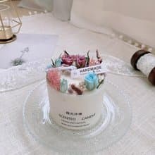 乾燥花圓柱蠟燭 (220g)・可自選香味 / 花材色系・天然大豆蠟