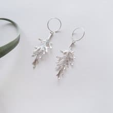 森林系 925純銀 銀葉雪 耳環 或 耳夾 一對 免費送禮包裝