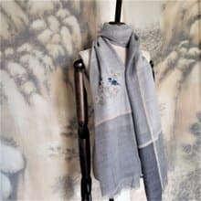 免費手綉字母 手工刺繡小鳥圖案30O纱支超薄全羊絨大
