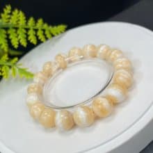 精品天然黃色方解石手串12mm玉化爆晶能量石女單圈靈氣清新好運