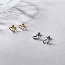 |簡約|鏤空心弦 • 貼耳 • 轉珠耳環 • 純銀耳針 抗敏可碰水