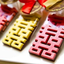 精緻吊牌單包裝 囍字巧克力 (雙色.草莓or檸檬巧克力) 婚禮小物