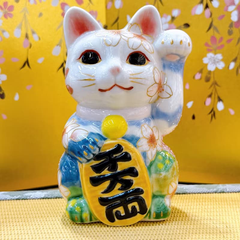 【櫻映晴空】日本清水燒招財貓 | 左春野