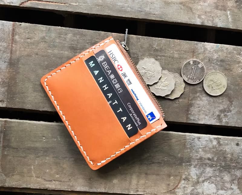 3咭位 6咭位 拉鏈零錢包 皮革材料包 刻名 名片夾 植鞣 皮革DIY