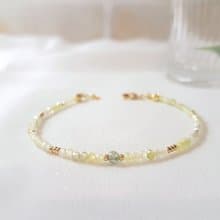 青檸 ‧ 綠髮晶 鋯石 串珠 細手環