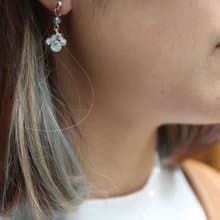 月亮石加拉長石喵星人粉肉球 925 純銀 耳環 Cat paw shape Moonstone and Labradorite 925 silver earring