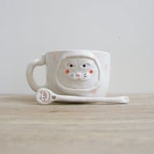 【陶瓷杯】瓷器白貓小姐杯 400ml