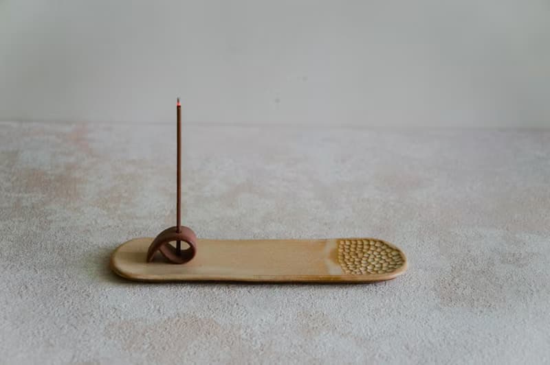 【霧面米色】長形香盤/線香座