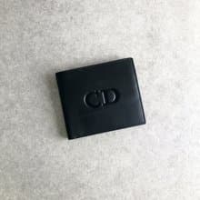 【 日本直送　名牌中古包 】Christian Dior クリスチャン ディオール 財布 ブラック CD型押し レザー 二つ折り財布 オールド 7ctetb