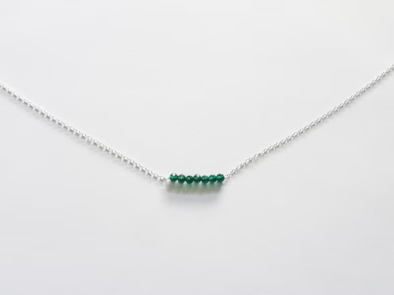 小直線 Emerald 迷你祖母綠項鍊 鎖骨鏈 SV925/14KGF