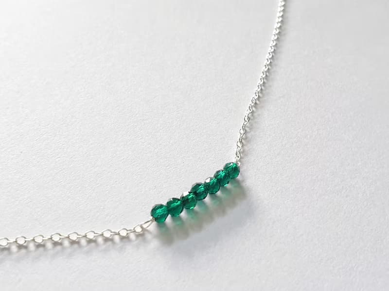 小直線 Emerald 迷你祖母綠項鍊 鎖骨鏈 SV925/14KGF