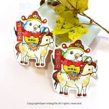 新春防水貼紙 / 和尚鸚鵡財神大張防水貼紙