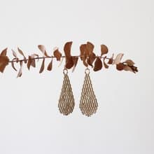 串珠耳飾_長水滴/金屬色/褐色/beading earing