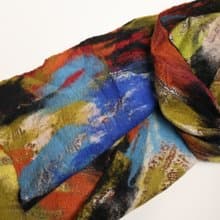 【聖誕禮物】印度真絲底胚細軟美麗諾羊毛氈手工圍巾披肩-雙面彩