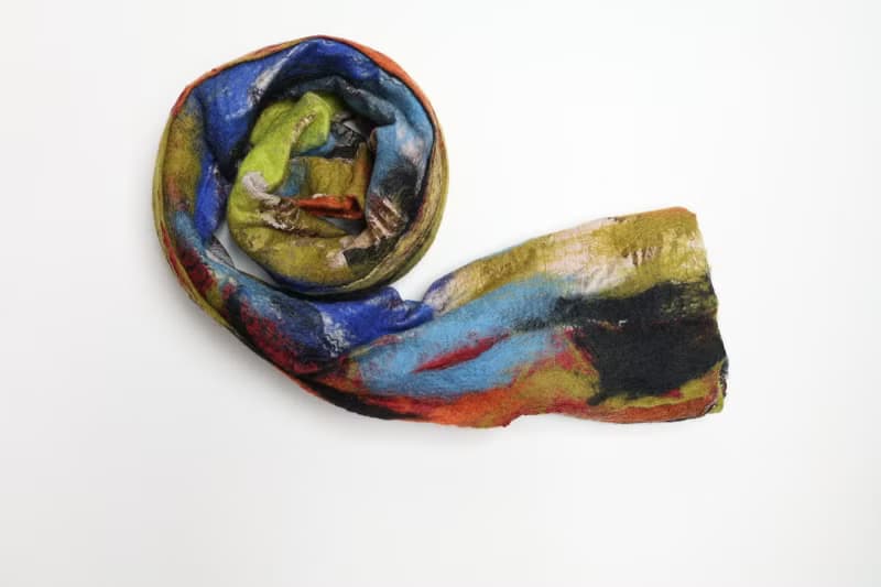 【聖誕禮物】印度真絲底胚細軟美麗諾羊毛氈手工圍巾披肩-雙面彩