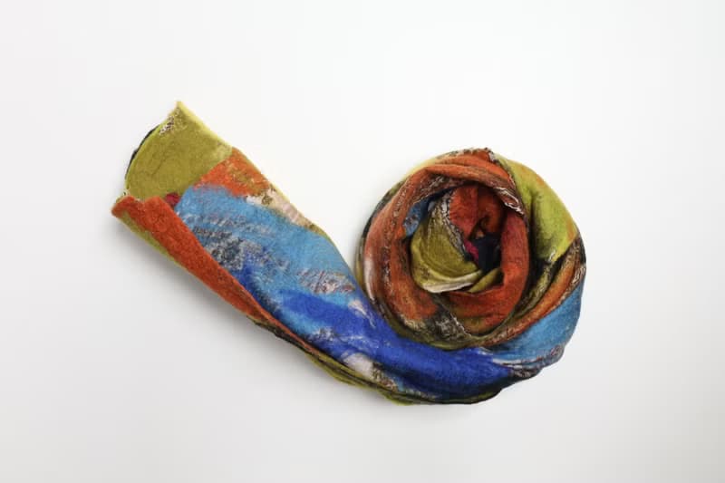 【聖誕禮物】印度真絲底胚細軟美麗諾羊毛氈手工圍巾披肩-雙面彩