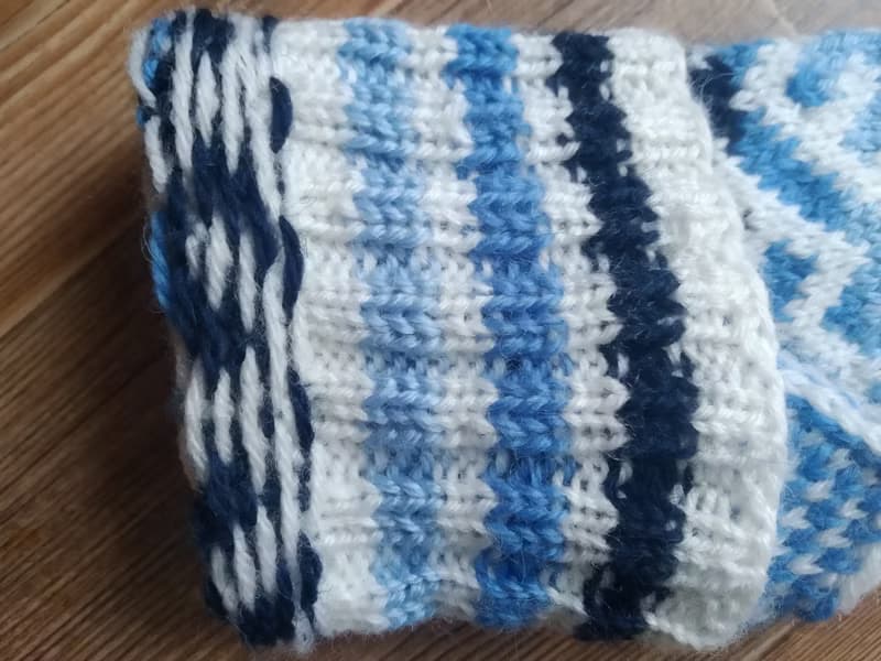 Women's and men's hand-knitted wool mittens are very warm with a pattern