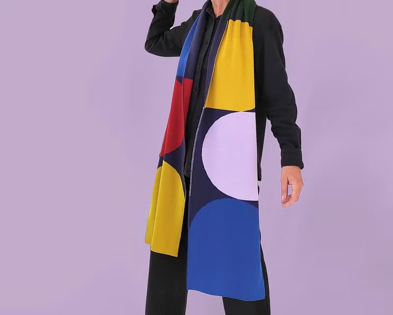 Jazz scarf in blue. Pure merino wool scarf. Large scarf. Woolen unisex scarf