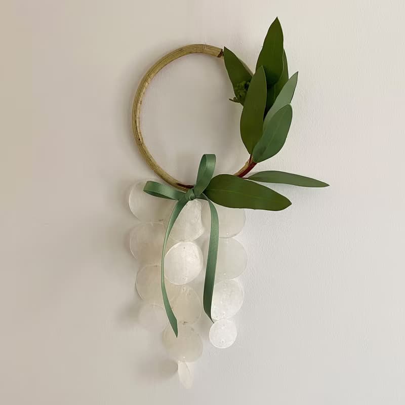 PRE-MADE | Brisbane Florist eucalyptus Wreath | Shell Wind Chime Mobile|#0-621