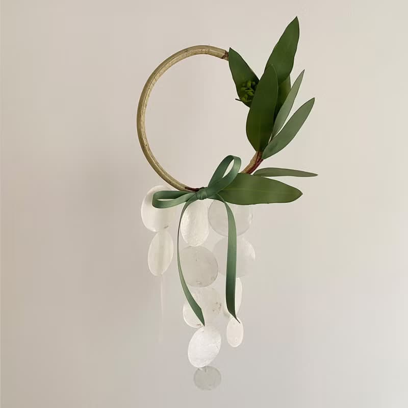 PRE-MADE | Brisbane Florist eucalyptus Wreath | Shell Wind Chime Mobile|#0-621