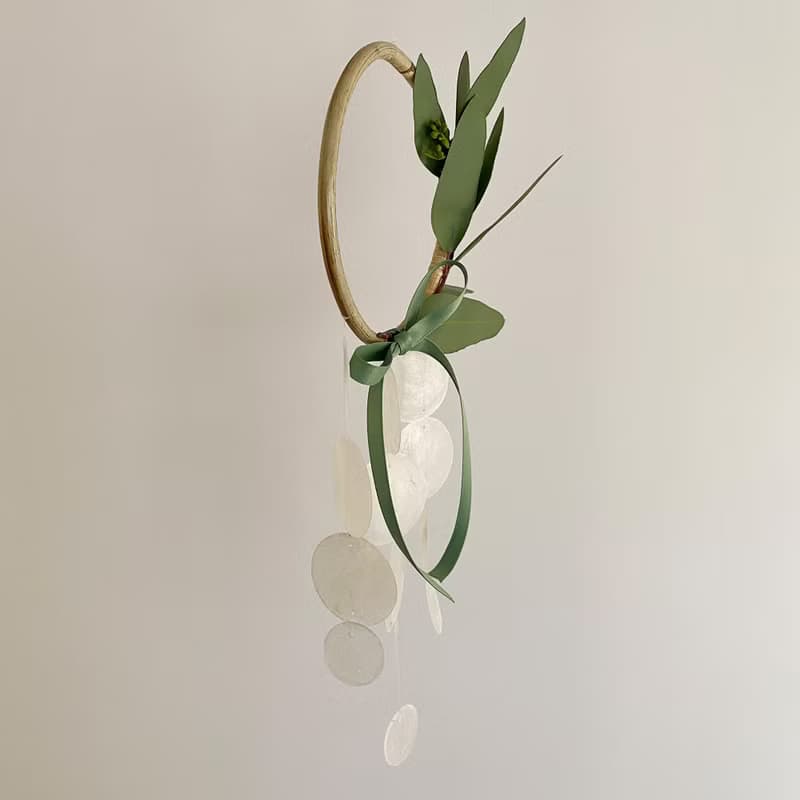 PRE-MADE | Brisbane Florist eucalyptus Wreath | Shell Wind Chime Mobile|#0-621
