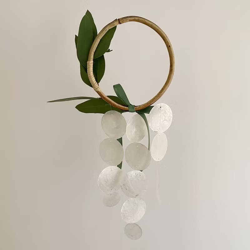 PRE-MADE | Brisbane Florist eucalyptus Wreath | Shell Wind Chime Mobile|#0-621