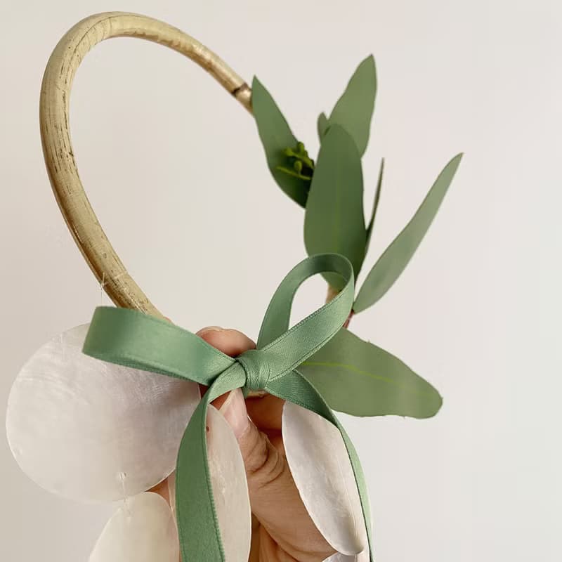 PRE-MADE | Brisbane Florist eucalyptus Wreath | Shell Wind Chime Mobile|#0-621