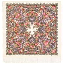 Pavlovo Posad Russian Shawl 100% Wool Scarf 125x125 cm Wrap Silk Fringe 2025-0