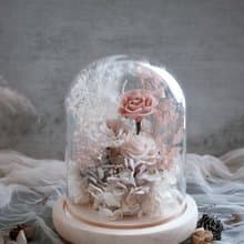 永生花玻璃罩 - 香草粉紅