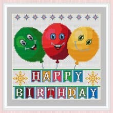 Happy Birthday Cross Stitch Pattern | Funny Birthday Balloons