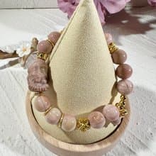 阿拉善 瑪瑙 千層馬卡龍粉 手珠 手鍊 串珠 象神 智慧