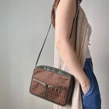 中古正品 Fendi 芬迪 FF logo 老花 斜背包 側背包