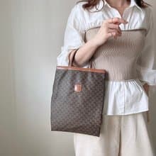 中古正品 Celine Macadam 凱旋門 老花 手提包 iPad 包 男女可用