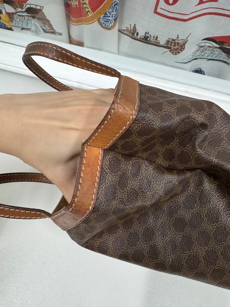 中古正品 Celine Macadam 凱旋門 老花 手提包 iPad 包 男女可用