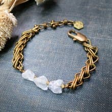 VIIART。冰糖霜。白水晶原石黃銅手環手鍊