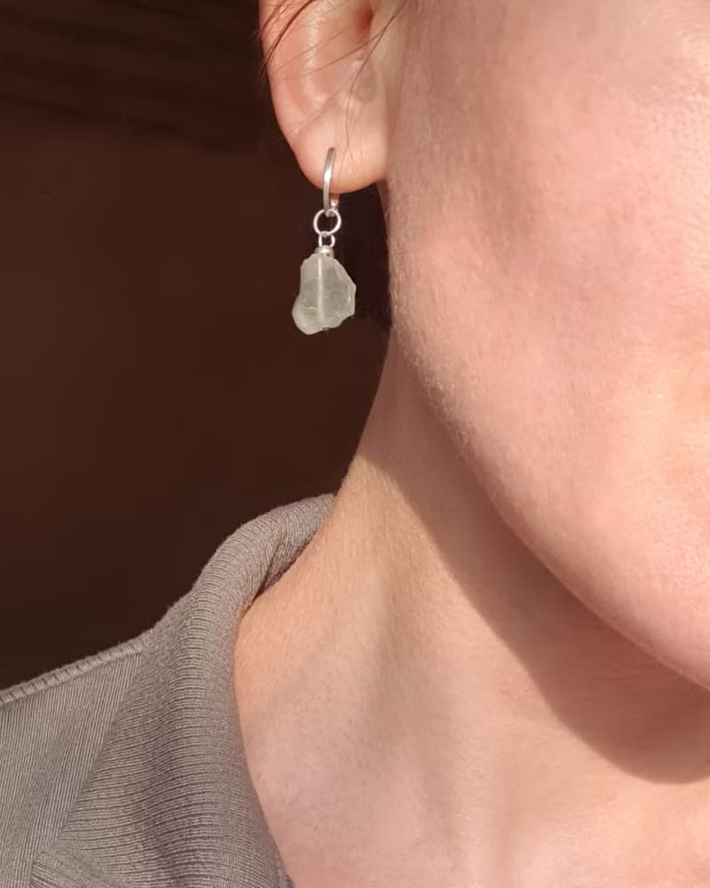 Rough Green Fluorite Earrings, 925 Sterling Silver, Gemini Stone, Libra gift