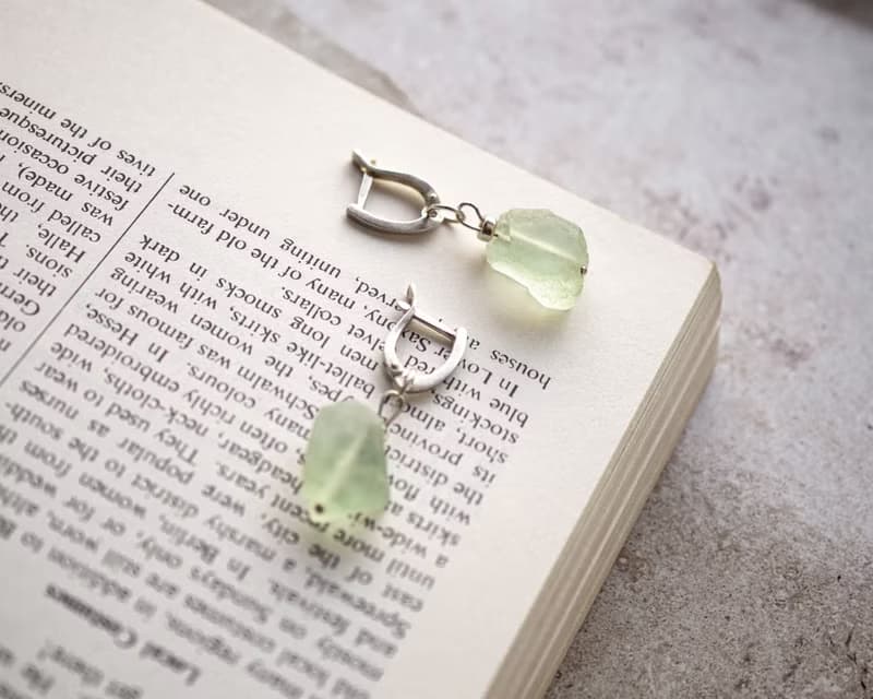 Rough Green Fluorite Earrings, 925 Sterling Silver, Gemini Stone, Libra gift