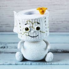 Toilet paper roll crochet toy, housewarming gift for bathroom decor, gag gift