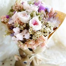 療癒小花束~~粉紫不凋玫瑰混乾燥花束