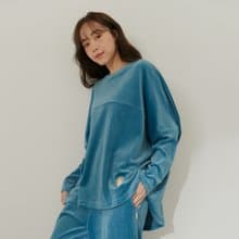 保暖燈芯絨寬版長袖居家服-松石藍/UMORFIL/膠原蛋白