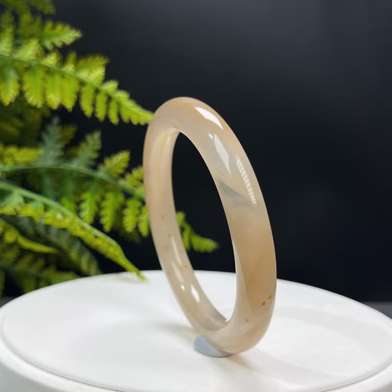 精品 淺蜂蜜糖色瑪瑙手镯 58MM 冰潤千層天眼玉髓手環 財富繁榮