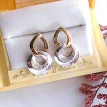 Vintage Jewelry 西洋古董飾品 摩登雙色 精巧  針式耳環