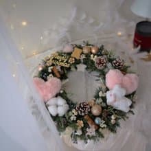 可愛小熊雪松聖誕花圈 愛心夢幻兔裝飾 永生聖誕花圈 聖誕節禮物