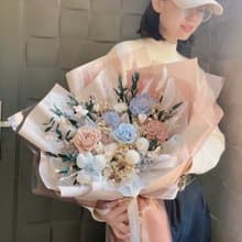 廣島之戀 永生玫瑰花束 奶茶色包裝/ 求婚花束 情人節禮物 生日禮