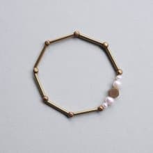 巴洛克珍珠五角黃銅手鍊 / 淡水珍珠 / 珍珠手鍊 / 黃銅手鍊