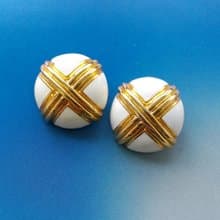 Vintage Jewelry 西洋古董飾品 普普 白琺瑯 摩登 夾式耳環