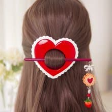 Kawaii Heart Hair Stick  Handmade Polymer Clay Bun Pin with Strawberry Cookie