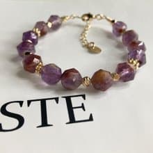 提高靈感智慧財運切面紫幽靈水晶手鍊